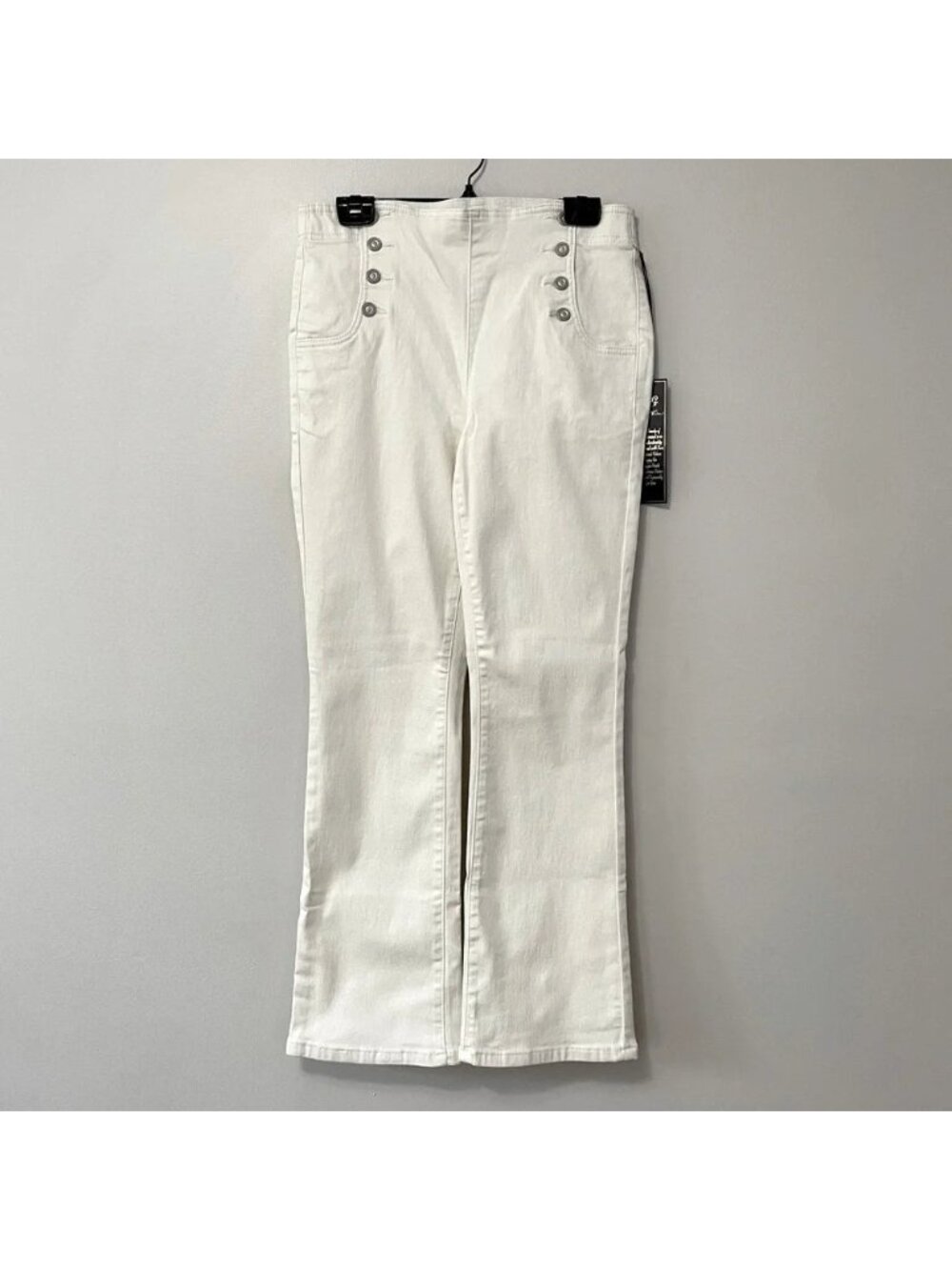 NEW DG2 Diane Gilman Ivory Bootcut Pull-On Stretch Jeans - Large - Picture 2 of 6